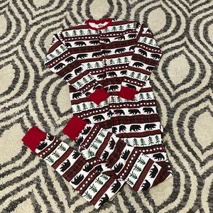 Festive Red and White Bear Print Women's Onesie